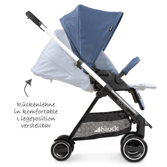 Hauck Kombi-Kinderwagen Apollo - inkl. Sportwagen und Babywanne für Neugeborene - Denim