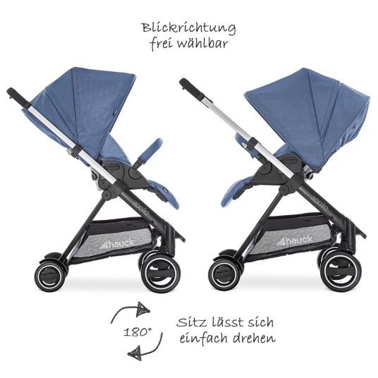 Hauck Combi stroller Apollo - incl. stroller and carrycot for newborn - Denim