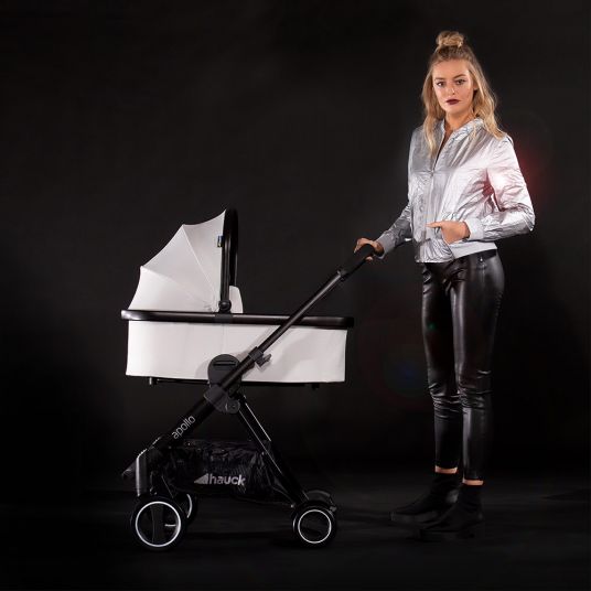 Hauck Kombi-Kinderwagen Apollo - inkl. Sportwagen und Babywanne für Neugeborene - Lunar