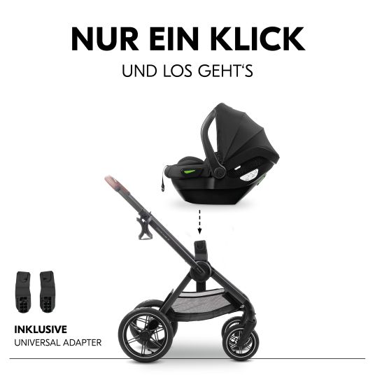 Hauck Kombi-Kinderwagen Comfort N Care Air Set (mit Luftreifen) - inkl. Babywanne, Sportsitz, Beindecke und Getränkehalter - Dark Grey