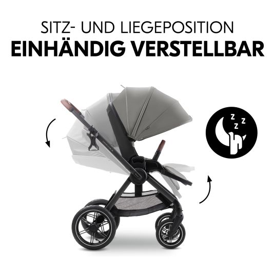 Hauck Kombi-Kinderwagen Comfort N Care Air Set (mit Luftreifen) - inkl. Babywanne, Sportsitz, Beindecke und Getränkehalter - Dark Grey