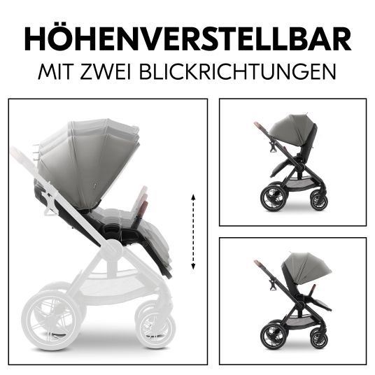 Hauck Kombi-Kinderwagen Comfort N Care Air Set (mit Luftreifen) - inkl. Babywanne, Sportsitz, Beindecke und Getränkehalter - Dark Grey