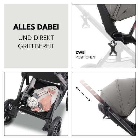 Hauck Kombi-Kinderwagen Comfort N Care Air Set (mit Luftreifen) - inkl. Babywanne, Sportsitz, Beindecke und Getränkehalter - Dark Grey