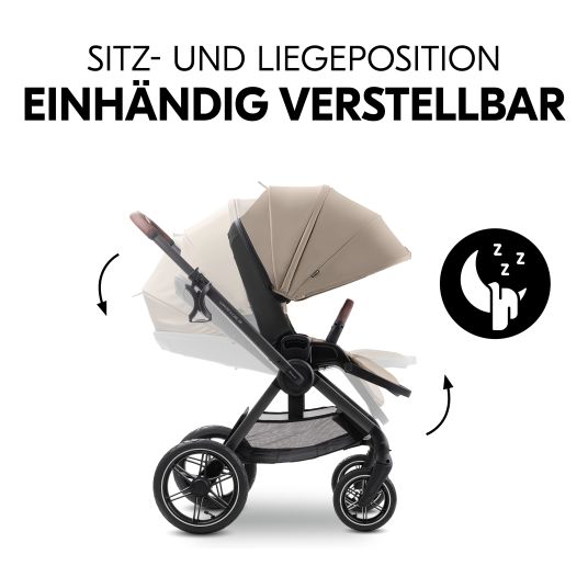 Hauck Kombi-Kinderwagen Comfort N Care Air Set (mit Luftreifen) - inkl. Babywanne, Sportsitz, Beindecke und Getränkehalter - Mocha