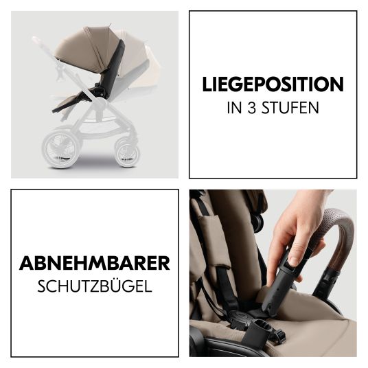 Hauck Kombi-Kinderwagen Comfort N Care Air Set (mit Luftreifen) - inkl. Babywanne, Sportsitz, Beindecke und Getränkehalter - Mocha