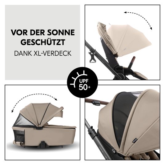 Hauck Kombi-Kinderwagen Comfort N Care Air Set (mit Luftreifen) - inkl. Babywanne, Sportsitz, Beindecke und Getränkehalter - Mocha