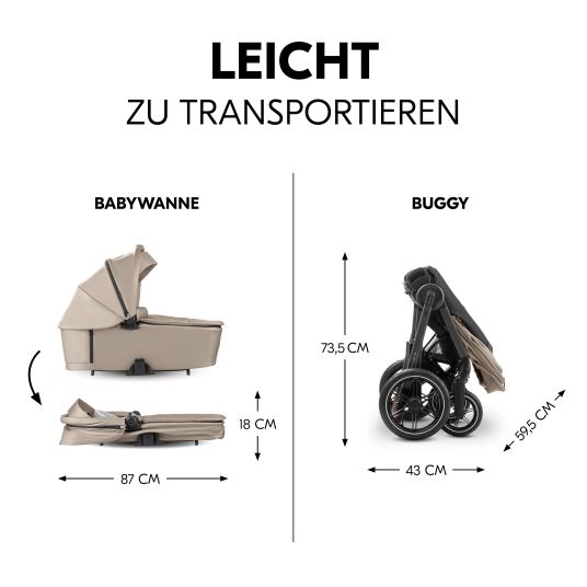 Hauck Kombi-Kinderwagen Comfort N Care Air Set (mit Luftreifen) - inkl. Babywanne, Sportsitz, Beindecke und Getränkehalter - Mocha