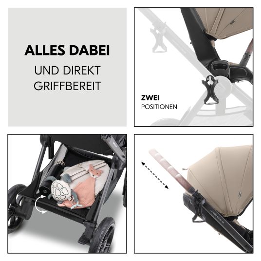 Hauck Kombi-Kinderwagen Comfort N Care Air Set (mit Luftreifen) - inkl. Babywanne, Sportsitz, Beindecke und Getränkehalter - Mocha