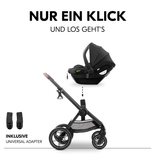 Hauck Kombi-Kinderwagen Comfort N Care Set - inkl. Babywanne, Sportsitz, Beindecke und Getränkehalter - Black