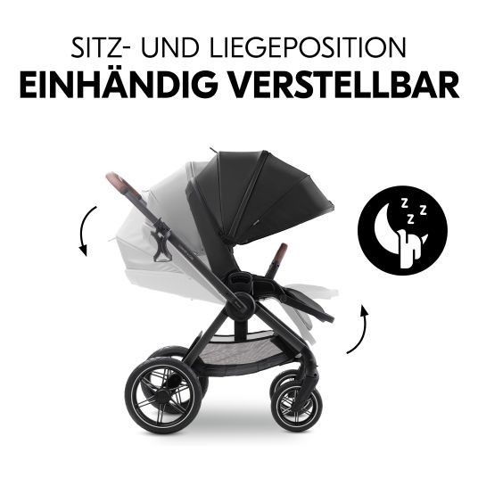 Hauck Kombi-Kinderwagen Comfort N Care Set - inkl. Babywanne, Sportsitz, Beindecke und Getränkehalter - Black