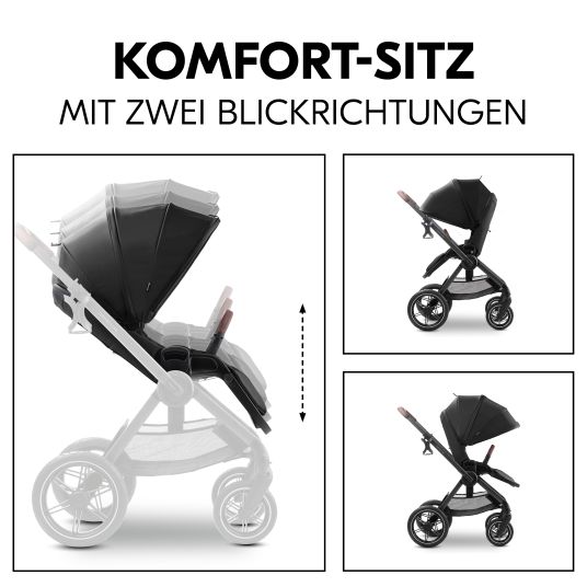 Hauck Kombi-Kinderwagen Comfort N Care Set - inkl. Babywanne, Sportsitz, Beindecke und Getränkehalter - Black