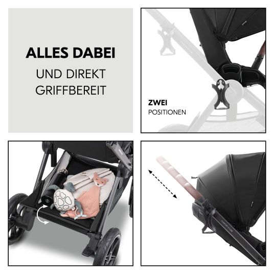 Hauck Kombi-Kinderwagen Comfort N Care Set - inkl. Babywanne, Sportsitz, Beindecke und Getränkehalter - Black