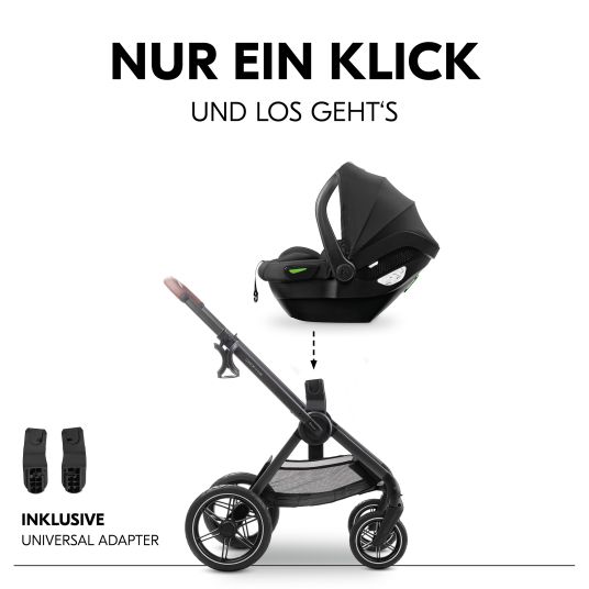 Hauck Kombi-Kinderwagen Comfort N Care Set - inkl. Babywanne, Sportsitz, Beindecke und Getränkehalter - Olive