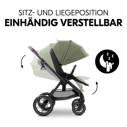 Hauck Kombi-Kinderwagen Comfort N Care Set - inkl. Babywanne, Sportsitz, Beindecke und Getränkehalter - Olive