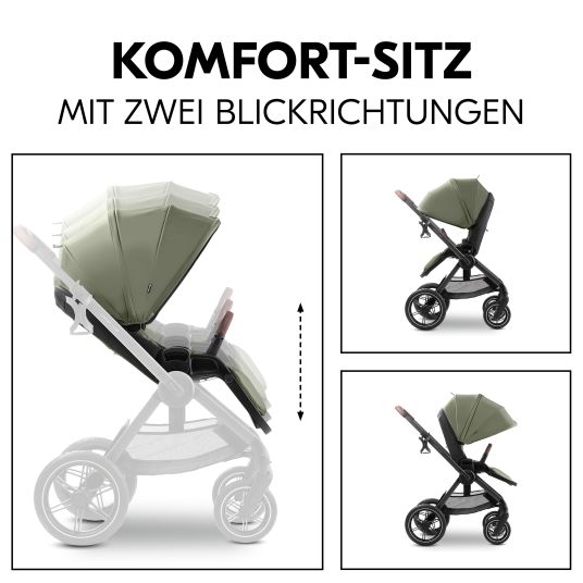 Hauck Kombi-Kinderwagen Comfort N Care Set - inkl. Babywanne, Sportsitz, Beindecke und Getränkehalter - Olive