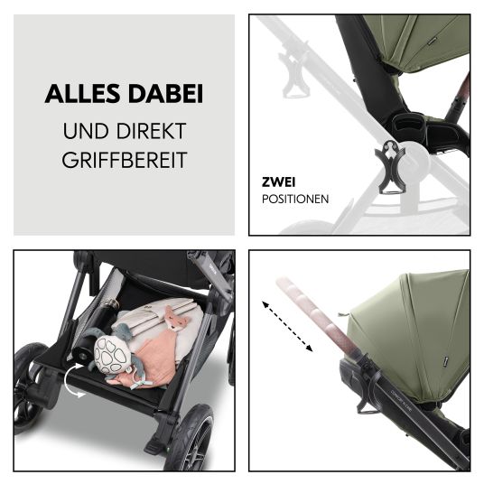 Hauck Kombi-Kinderwagen Comfort N Care Set - inkl. Babywanne, Sportsitz, Beindecke und Getränkehalter - Olive