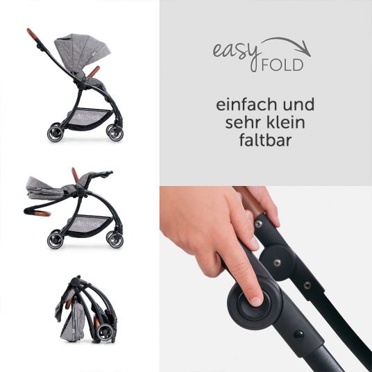 Hauck Kombi-kinderwagen Eagle 4S Duoset inkl. Sportwagen, Babywanne, Beindecke und Insektenschutz - Melange Grey