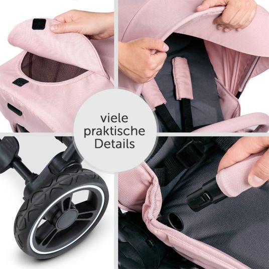 Hauck Combi stroller Eagle 4S Duoset incl. stroller, carrycot, leg cover and XXL accessories package - Pink Grey