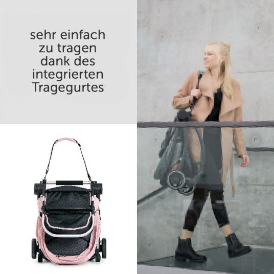 Hauck Combi stroller Eagle 4S Duoset incl. stroller, carrycot, leg cover and XXL accessories package - Pink Grey