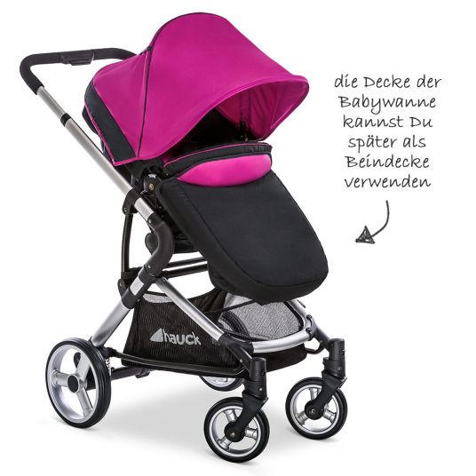 Hauck Kombi-Kinderwagen Manhattan - inkl. Babywanne und Sportsitz - Charcoal Purple