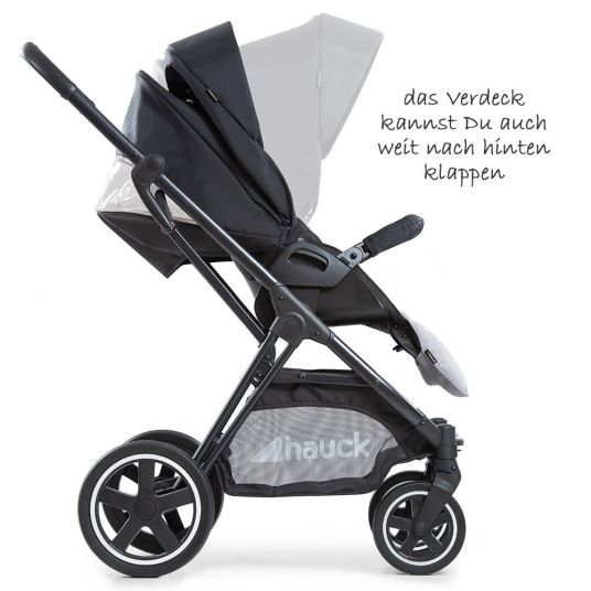 Hauck Kombi-Kinderwagen Mars Duoset inkl. Sportwagen & Babywanne für Neugeborene - Caviar Stone