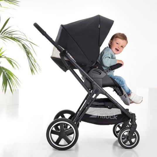 Hauck Kombi-Kinderwagen Mars Duoset inkl. Sportwagen & Babywanne für Neugeborene - Caviar Stone