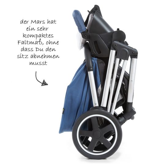 Hauck Kombi-Kinderwagen Mars Duoset inkl. Sportwagen & Babywanne für Neugeborene - Denim Silver
