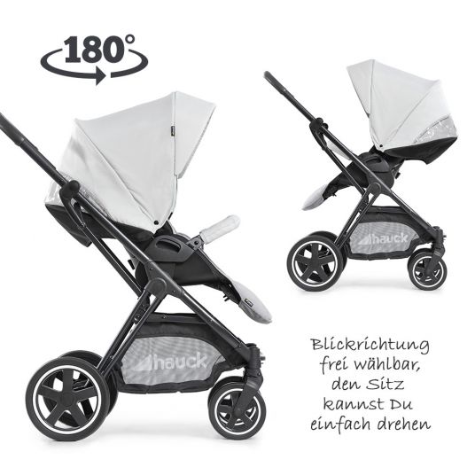 Hauck Kombi-Kinderwagen Mars Duoset inkl. Sportwagen & Babywanne für Neugeborene - Lunar Stone