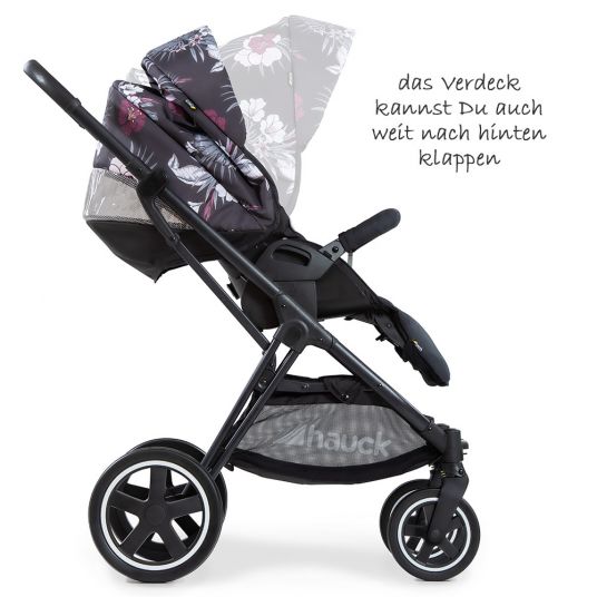 Hauck Kombi-kinderwagen Mars Duoset inkl. Sportwagen & Babywanne für Neugeborene - Wild Blooms Black