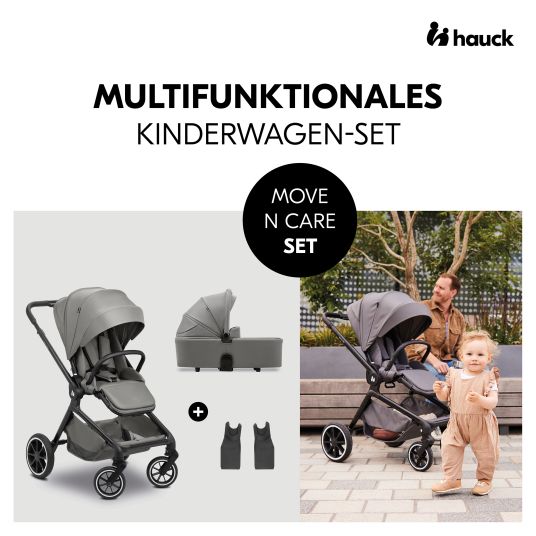 Hauck Kombi-Kinderwagen Move N Care Set - inkl. Babywanne und Sportsitz - Dark Grey