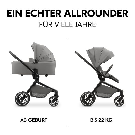 Hauck Kombi-Kinderwagen Move N Care Set - inkl. Babywanne und Sportsitz - Dark Grey