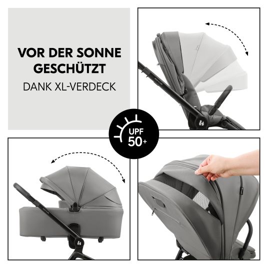 Hauck Kombi-Kinderwagen Move N Care Set - inkl. Babywanne und Sportsitz - Dark Grey