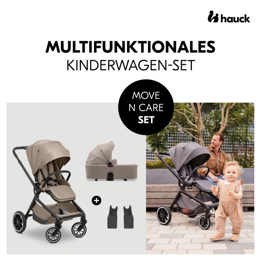 Hauck Kombi-Kinderwagen Move N Care Set - inkl. Babywanne und Sportsitz - Mocha