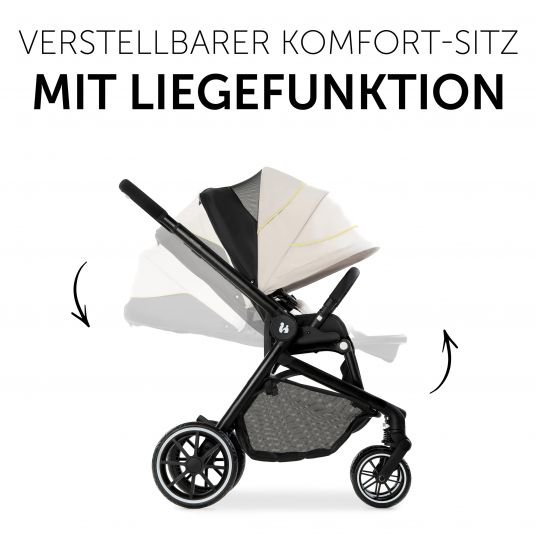 Hauck Combi stroller Move so Simply Set incl. carrycot & sport seat - with lie-flat function - Beige Neon