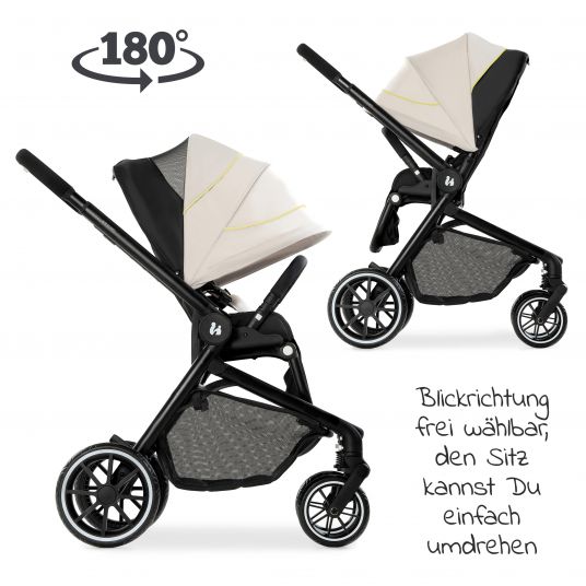 Hauck Combi stroller Move so Simply Set incl. carrycot & sport seat - with lie-flat function - Beige Neon