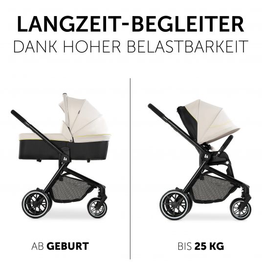 Hauck Kombi-Kinderwagen Move so Simply Set inkl. Babywanne & Sportsitz - mit Liegefunktion - Beige Neon