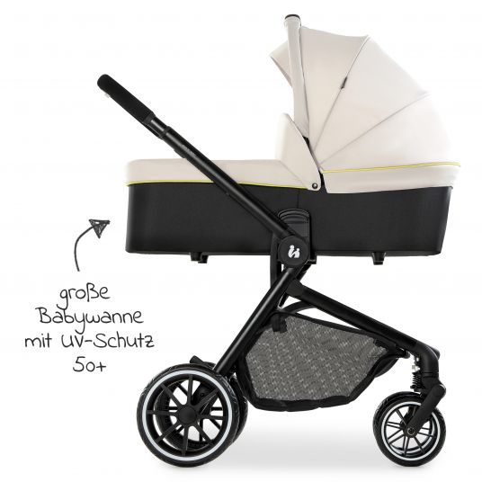 Hauck Kombi-Kinderwagen Move so Simply Set inkl. Babywanne & Sportsitz - mit Liegefunktion - Beige Neon