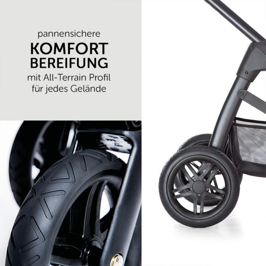 Hauck Kombi-Kinderwagen Saturn R Duoset - inkl. Sportwagen und Babywanne für Neugeborene - Caviar Stone