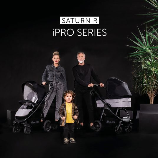 Hauck Saturn R pushchair - incl. pushchair and baby bath for newborns - Caviar Stone