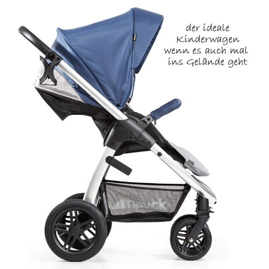 Hauck Combi stroller Saturn R Duoset - incl. stroller and carrycot for newborns - Denim Silver