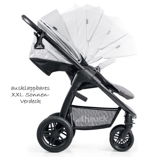 Hauck Kombi-Kinderwagen Saturn R Duoset - inkl. Sportwagen und Babywanne für Neugeborene - Lunar Stone