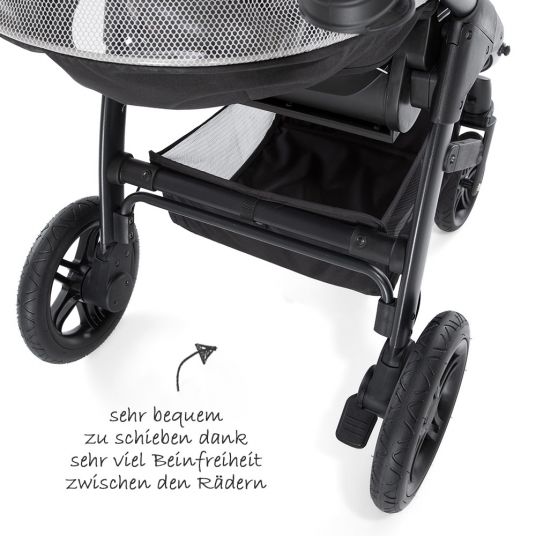 Hauck Kombi-Kinderwagen Saturn R Duoset - inkl. Sportwagen und Babywanne für Neugeborene - Lunar Stone