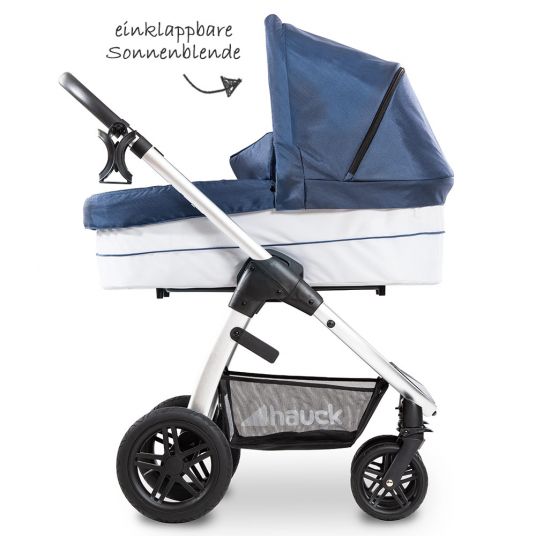 Hauck Combi stroller Saturn R Duoset (stroller and carrycot) - incl. XXL accessories package - Denim Silver
