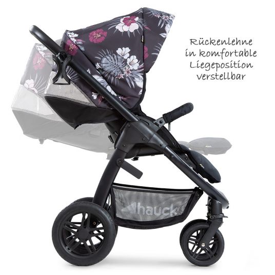 Hauck Kombi-Kinderwagen Saturn R Duoset (Sportwagen und Babywanne) - inkl. XXL Zubehörpaket - Wild Blooms Black