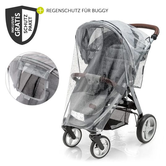 Hauck Kombi-Kinderwagen Vision X Duoset Black (Sportwagen & Babywanne) inkl. XXL Zubehörpaket - Melange Beige