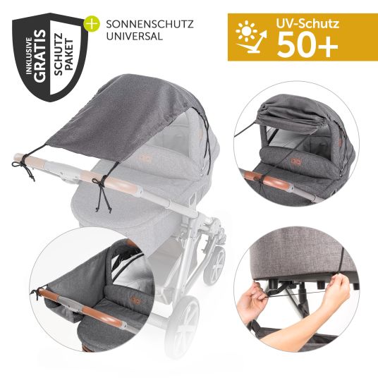 Hauck Vision X Duoset Black baby carriage (pushchair & carrycot) incl. XXL accessory pack - Melange Beige