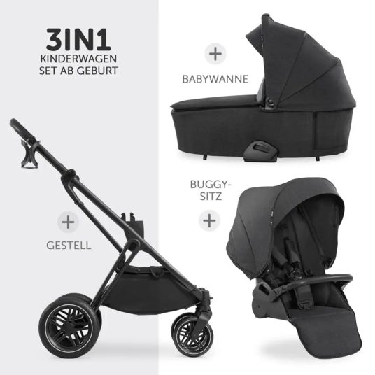 Hauck Vision X Duoset Black baby carriage (pushchair & carrycot) incl. XXL accessory pack - Melange Black