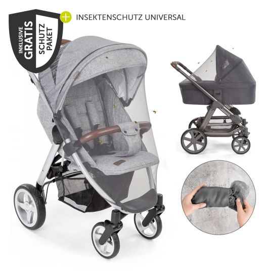 Hauck Vision X Duoset Black baby carriage (pushchair & carrycot) incl. XXL accessory pack - Melange Black