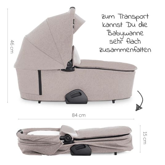 Hauck Vision X Duoset Black baby carriage (pushchair & carrycot) - Melange Beige