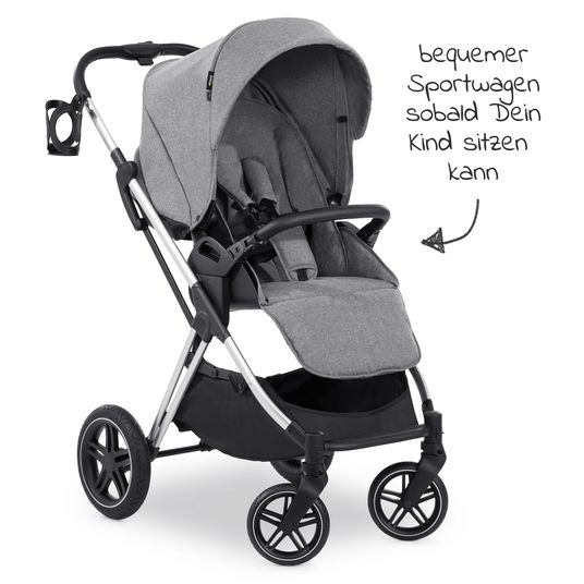 Hauck Vision X Duoset Silver baby carriage (pushchair & carrycot) - Melange Grey